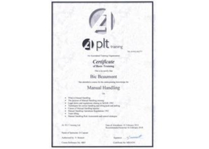 Bic takes on manual handling PLT Training 5x7cm WEB