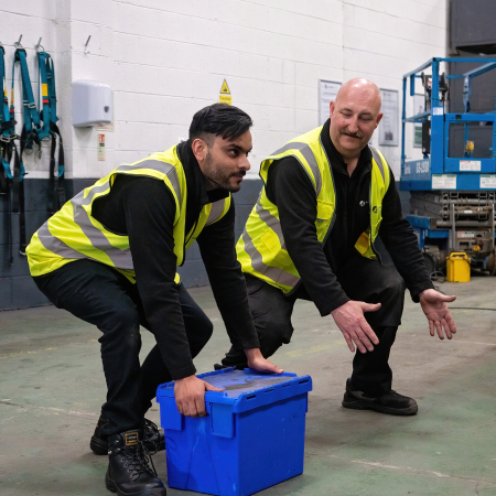 A trainer deliivering manual handling training at one of our train the trainer courses.