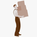 Manual handling train the trainer illustrated by a man carrying boxes.